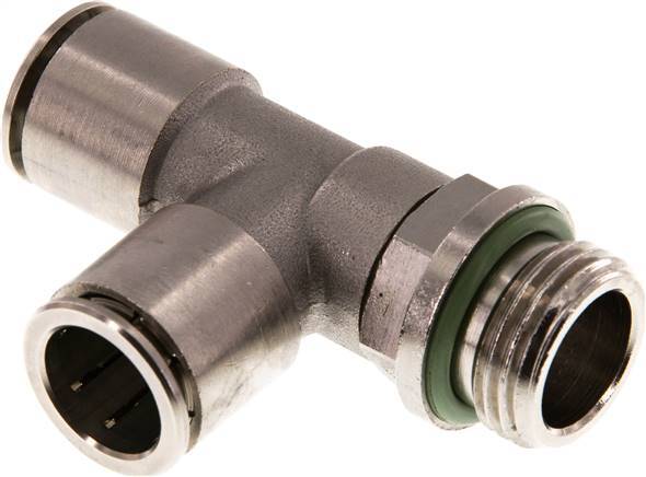 Racor en T en ángulo recto de 14 mm x G1/2'' con rosca macho de latón FKM giratorio