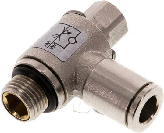 Flow Control Valve Meter-Out Elbow 6 mm - G1/8'' Brass Slotted Screw