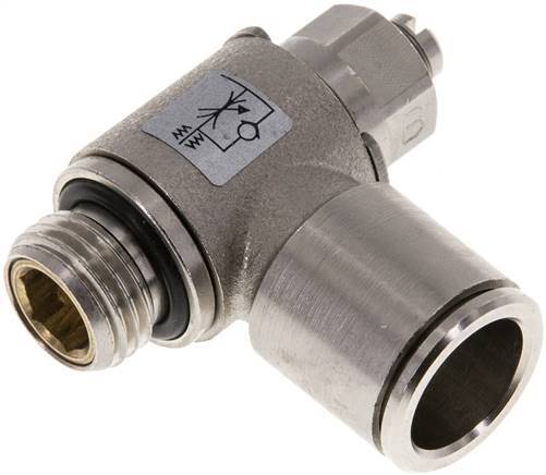 Flow Control Valve Meter-Out Elbow 12 mm - G1/4'' Brass Slotted Screw