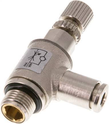 Flow Control Valve Meter-Out Elbow 4 mm - G1/8'' Brass Knurled Screw