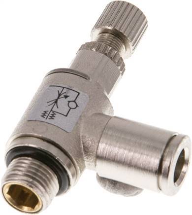 Flow Control Valve Meter-Out Elbow 6 mm - G1/8'' Brass Knurled Screw