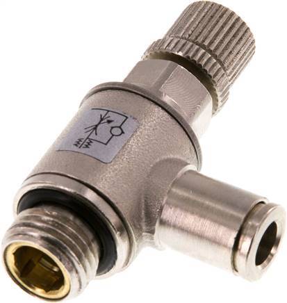 Flow Control Valve Meter-Out Elbow 6 mm - G1/4'' Brass Knurled Screw