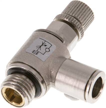 Flow Control Valve Meter-Out Elbow 8 mm - G1/4'' Brass Knurled Screw