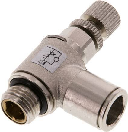 Flow Control Valve Meter-Out Elbow 10 mm - G1/4'' Brass Knurled Screw