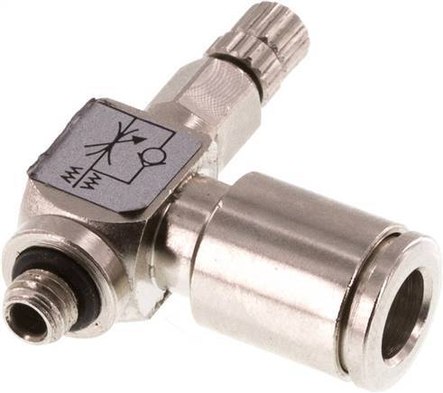 Flow Control Valve Meter-In Elbow 6 mm - M5 Brass Knurled Screw