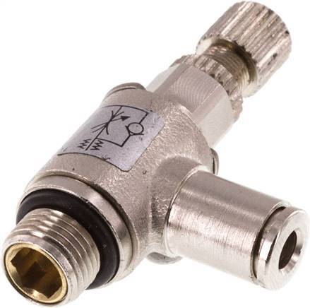 Flow Control Valve Meter-In Elbow 4 mm - G1/8'' Brass Knurled Screw