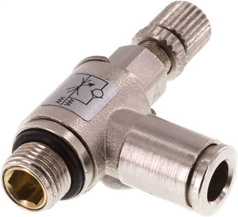 Flow Control Valve Meter-In Elbow 6 mm - G1/8'' Brass Knurled Screw