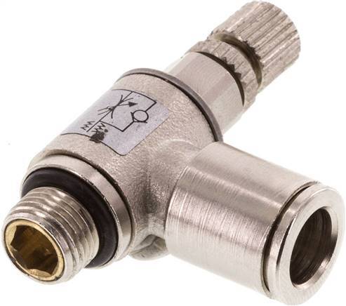 Flow Control Valve Meter-In Elbow 8 mm - G1/8'' Brass Knurled Screw