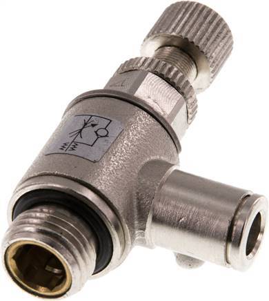 Flow Control Valve Meter-In Elbow 6 mm - G1/4'' Brass Knurled Screw