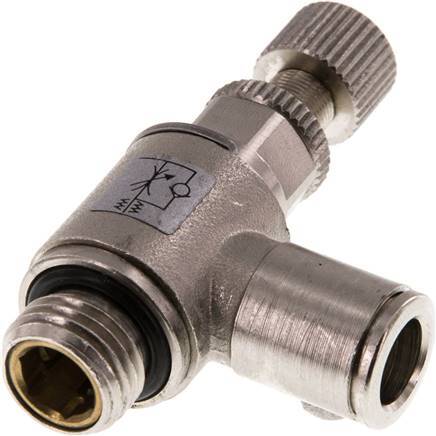 Flow Control Valve Meter-In Elbow 8 mm - G1/4'' Brass Knurled Screw