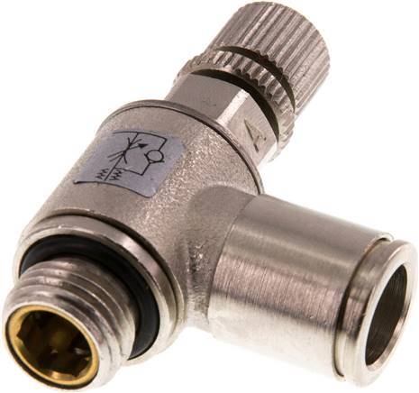 Flow Control Valve Meter-In Elbow 10 mm - G1/4'' Brass Knurled Screw