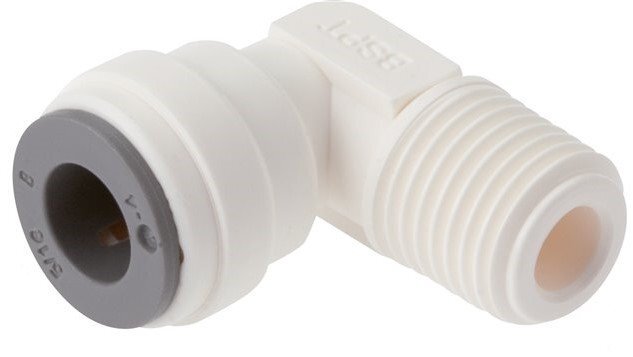 raccord enfichable coudé 90deg 6mm x R1/4'' avec filetage mâle POM EPDM