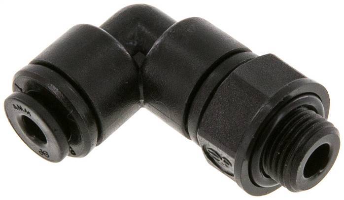 Raccord enfichable coudé 90deg 4mm x G1/8'' à filetage mâle Laiton NBR Rotatif