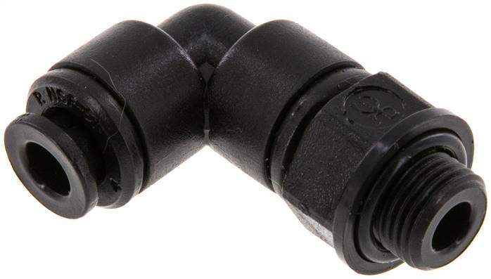 Raccord enfichable coudé 90deg 5mm x G1/8'' avec filets mâles Laiton NBR Rotatif