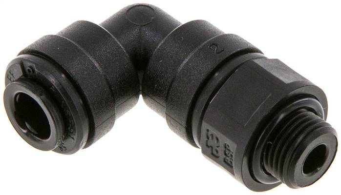 Raccord enfichable coudé 90deg 6mm x G1/8'' avec filets mâles Laiton NBR Rotatif