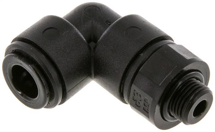 8mm x G1/8'' 90deg Elbow Push-in Fitting with Male Threads POM NBR Rotatable