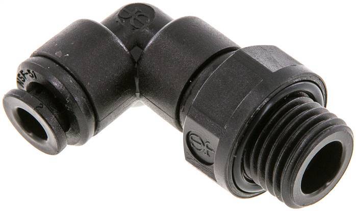 Raccord enfichable coudé 90deg 5mm x G1/4'' avec filetage mâle Laiton NBR Rotatif