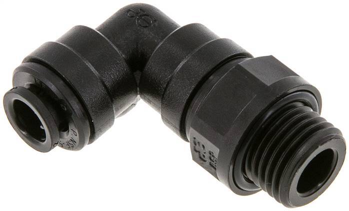 Raccord enfichable coudé 90deg 6mm x G1/4'' avec filets mâles Laiton NBR Rotatif