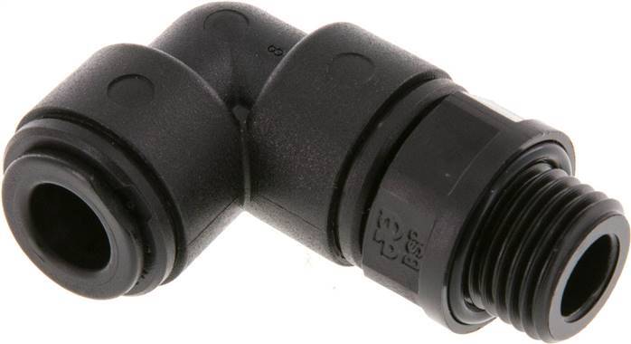 Raccord enfichable coudé 90deg 8mm x G1/4'' avec filets mâles Laiton NBR Rotatif