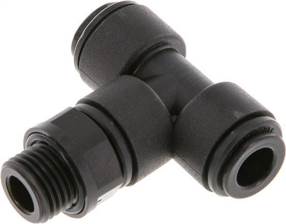 8mm x G1/4'' Inline T-Stück Steckverschraubung mit Außengewinde Messing NBR drehbar