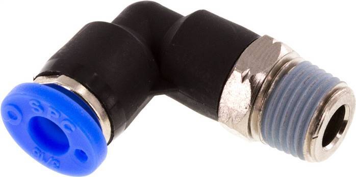 3/16'' x 1/8'' NPT 90deg Elbow Push-in Fitting with Male Threads Brass/PBT NBR Rotatable