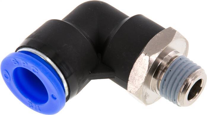 1/2'' x 1/4'' NPT 90deg Elbow Push-in Fitting with Male Threads Brass/PBT NBR Rotatable