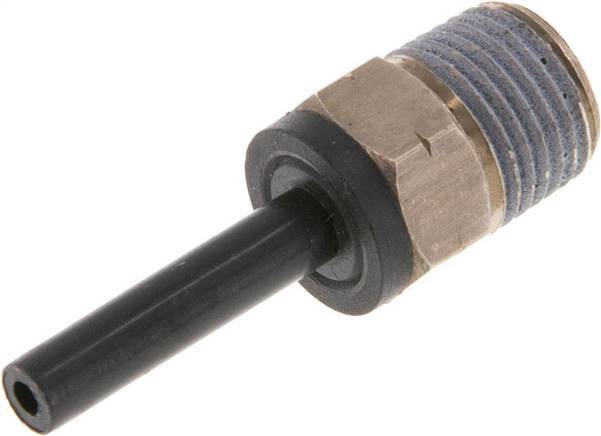 5/32'' x 1/8'' NPT Plug-in Fitting with Male Threads Brass/PBT NBR