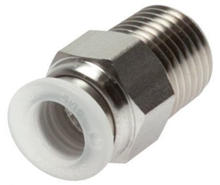 4mm x R1/8'' Push-in Fitting with Male Threads Stainless Steel/PA EPDM/PTFE