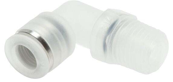 4mm x R1/8'' 90deg Polypropylene (PP) Elbow Push-in Fitting with Male Threads EPMD/PTFE Rotatable