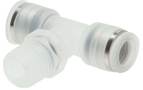 Té en ligne 8mm x R1/4'' Raccord enfichable à filets mâles Laiton/PA 66 NBR Rotatif