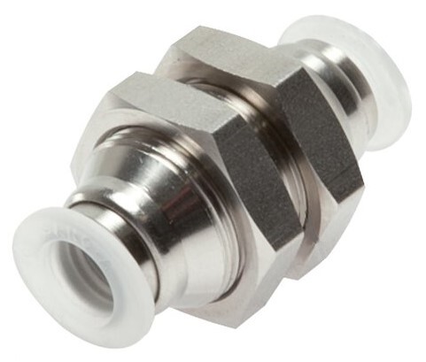 10mm Push-in Fitting Stainless Steel/PA EPDM/PTFE Bulkhead