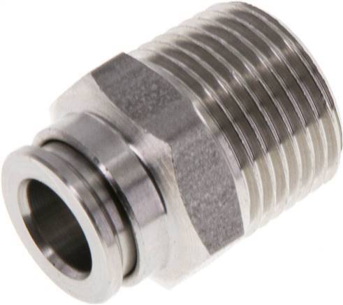 8mm x R3/8'' Push-in Fitting with Male Threads Stainless Steel FKM