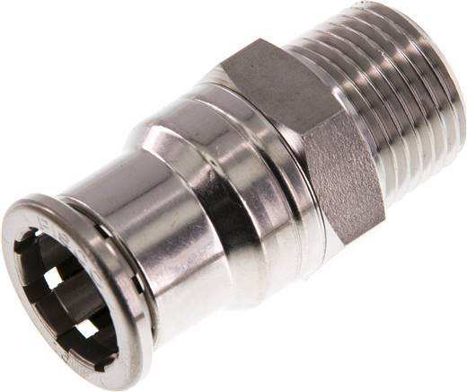 16mm x R1/2'' Push-in Fitting with Male Threads Stainless Steel FKM