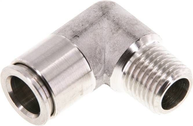 10mm x R1/4'' 90deg Elbow Push-in Fitting with Male Threads Stainless Steel FKM