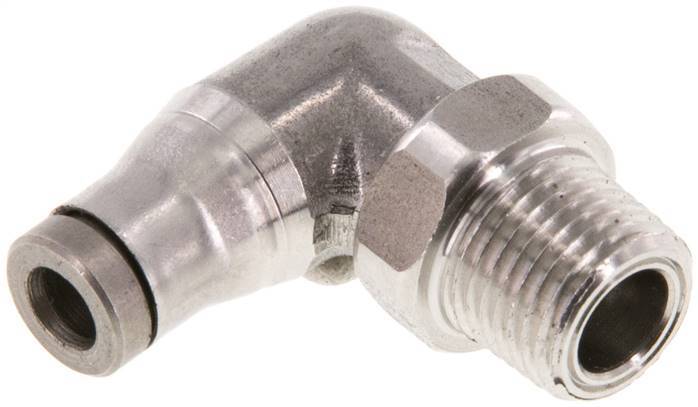 4mm x 1/8'' NPT 90deg Elbow Push-in Fitting with Male Threads Stainless Steel FKM Rotatable