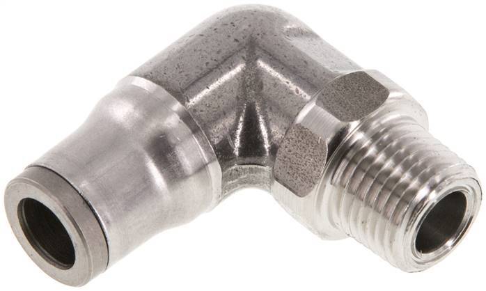 6mm x 1/8'' NPT 90deg Elbow Push-in Fitting with Male Threads Stainless Steel FKM Rotatable