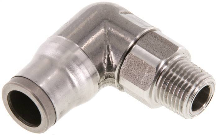 8mm x 1/8'' NPT 90deg Elbow Push-in Fitting with Male Threads Stainless Steel FKM Rotatable