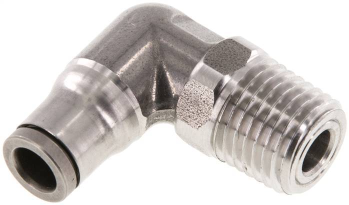 6mm x 1/4'' NPT 90deg Elbow Push-in Fitting with Male Threads Stainless Steel FKM Rotatable