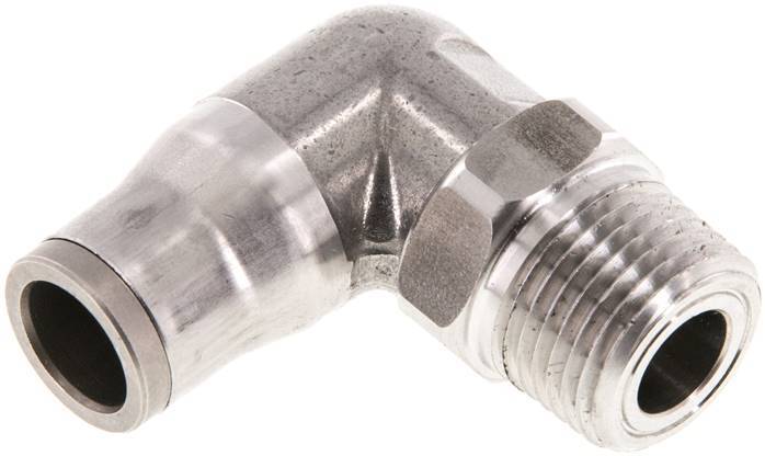 10mm x 3/8'' NPT 90deg Elbow Push-in Fitting with Male Threads Stainless Steel FKM Rotatable