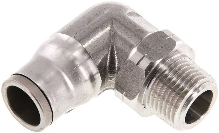 12mm x 3/8'' NPT 90deg Elbow Push-in Fitting with Male Threads Stainless Steel FKM Rotatable