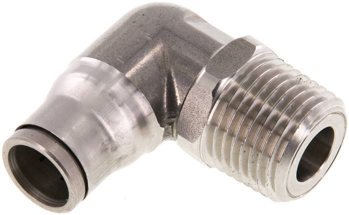 12mm x 1/2'' NPT 90deg Elbow Push-in Fitting with Male Threads Stainless Steel FKM Rotatable