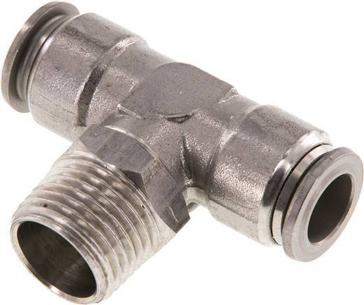 12mm x R1/2'' Inline Tee Push-in Fitting with Male Threads Stainless Steel FKM Rotatable