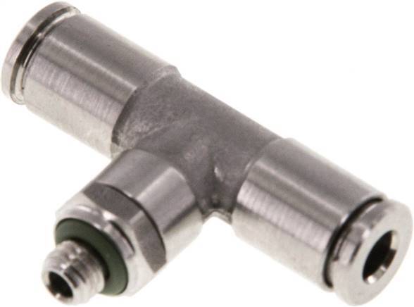 4mm x M 5 Inline-T-Stück Steckverschraubung mit Außengewinde Stahl/PA 66 NBR drehbar