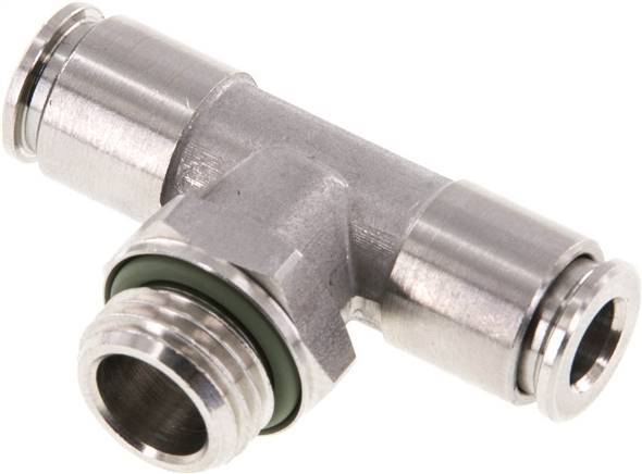 6mm x G1/4'' Inline Tee Push-in Fitting with Male Threads Stainless Steel FKM FDA Rotatable