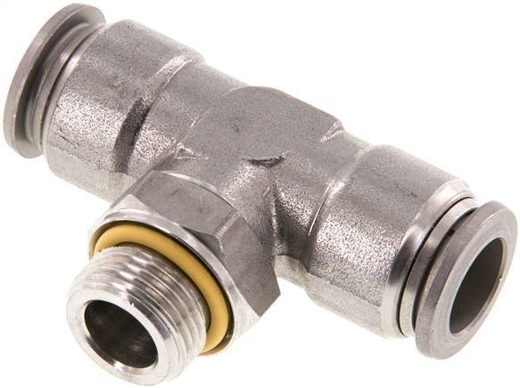 12mm x G3/8'' Inline Tee Push-in Fitting with Male Threads Stainless Steel FKM FDA Rotatable