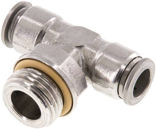 10mm x G1/2'' Inline Tee Push-in Fitting with Male Threads Stainless Steel FKM FDA Rotatable