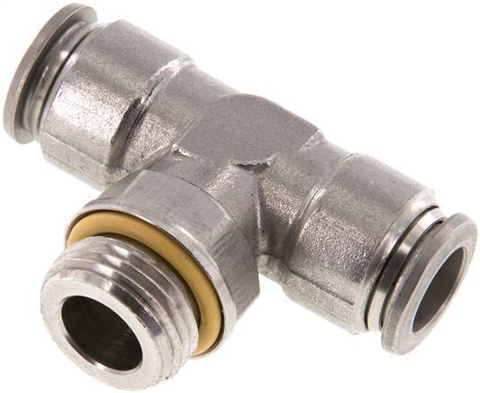 12mm x G1/2'' Inline Tee Push-in Fitting with Male Threads Stainless Steel FKM FDA Rotatable