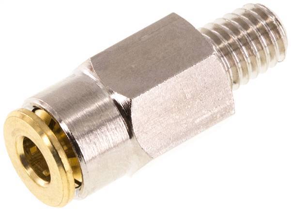 4mm x M 6 (conical) Push-in Fitting with Male Threads Brass NBRHigh Pressure