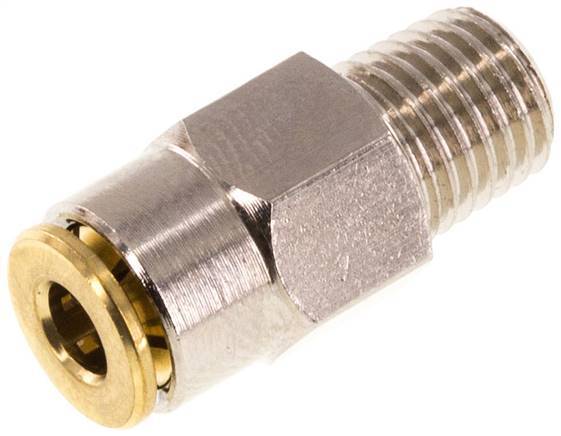 4mm x M 8 x 1 (conical) Push-in Fitting with Male Threads Brass NBRHigh Pressure