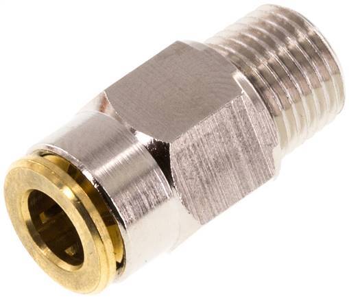 6mm x M 10 x 1 (conical) Push-in Fitting with Male Threads Brass NBRHigh Pressure